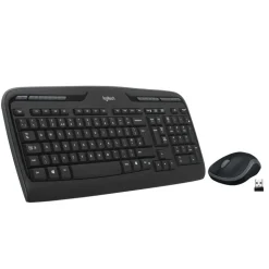 LogitechMK320 Wireless Straight Full-Size Keyboard & Ambidextrous Optical Mouse, Black