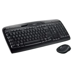LogitechMK320 Wireless Straight Full-Size Keyboard & Ambidextrous Optical Mouse, Black