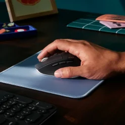 Logitech Mouse Pad - Studio Series, Computer Mouse Mat with Anti-slip Rubber Base, Spill-Resistant Surface, Blue Grey