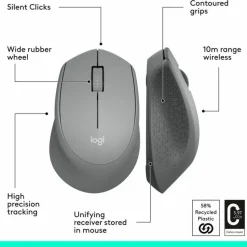 Logitech M330 Silent Plus Wireless Mouse, Silver