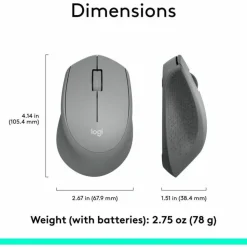 Logitech M330 Silent Plus Wireless Mouse, Silver
