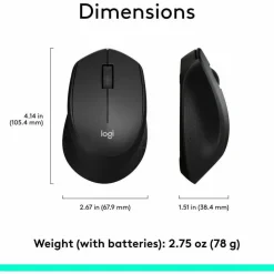 Logitech M330 SILENT Wireless Mouse, 2.4GHz with USB Nano Receiver, 1000 DPI Optical Tracking, Black