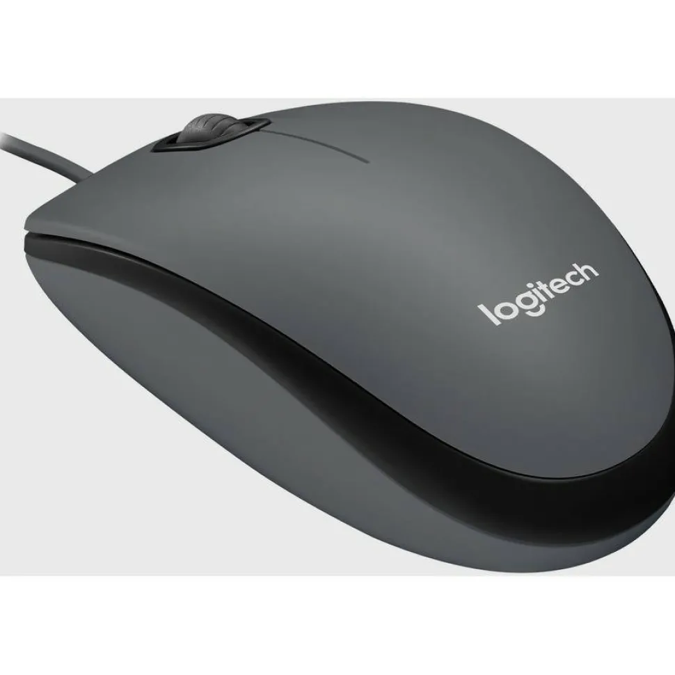 Logitech M100 Wired USB Mouse, 3-Buttons,1000 DPI Optical Tracking, Ambidextrous, Compatible with PC, Mac, Laptop (Gray)