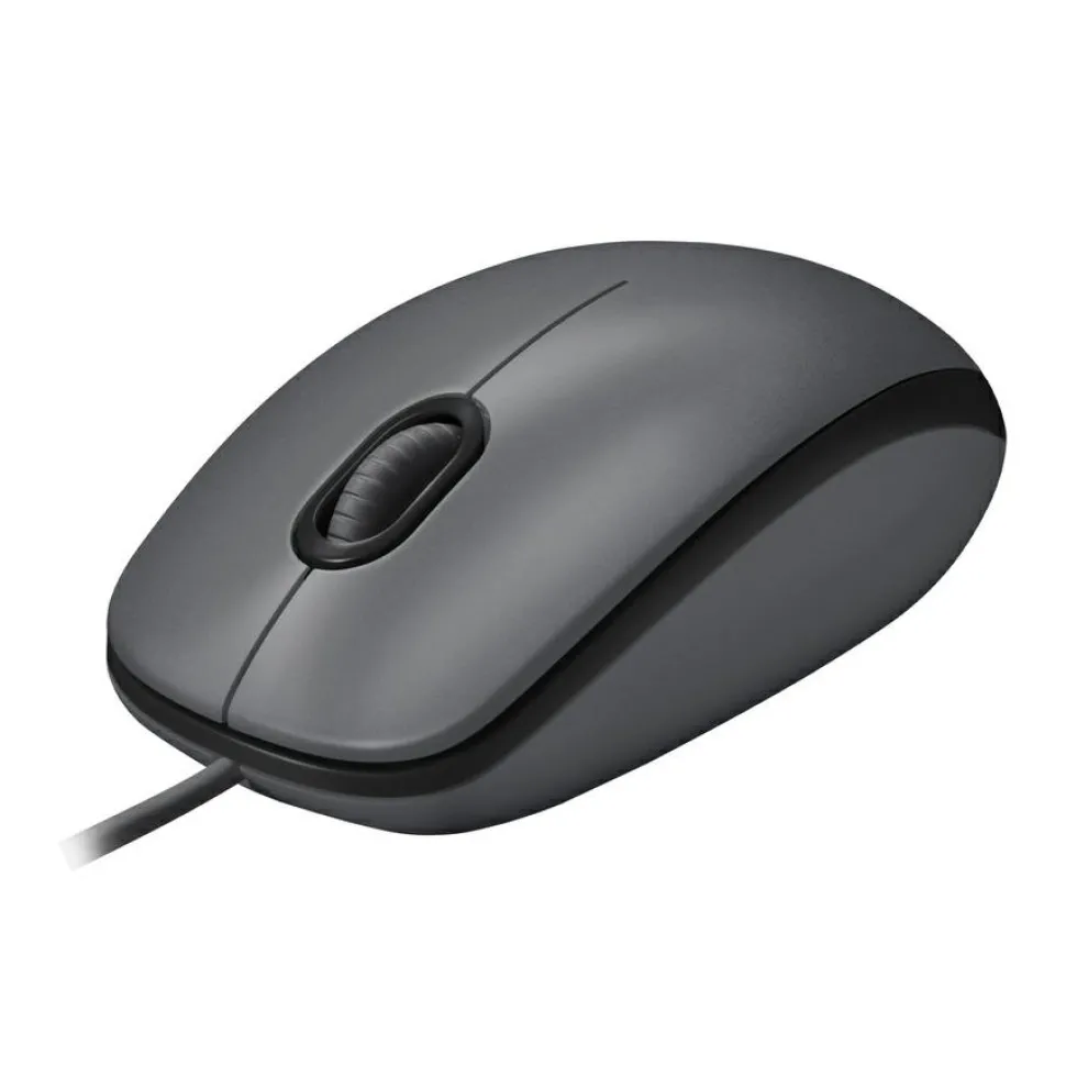 Logitech M100 Wired USB Mouse, 3-Buttons,1000 DPI Optical Tracking, Ambidextrous, Compatible with PC, Mac, Laptop (Gray)