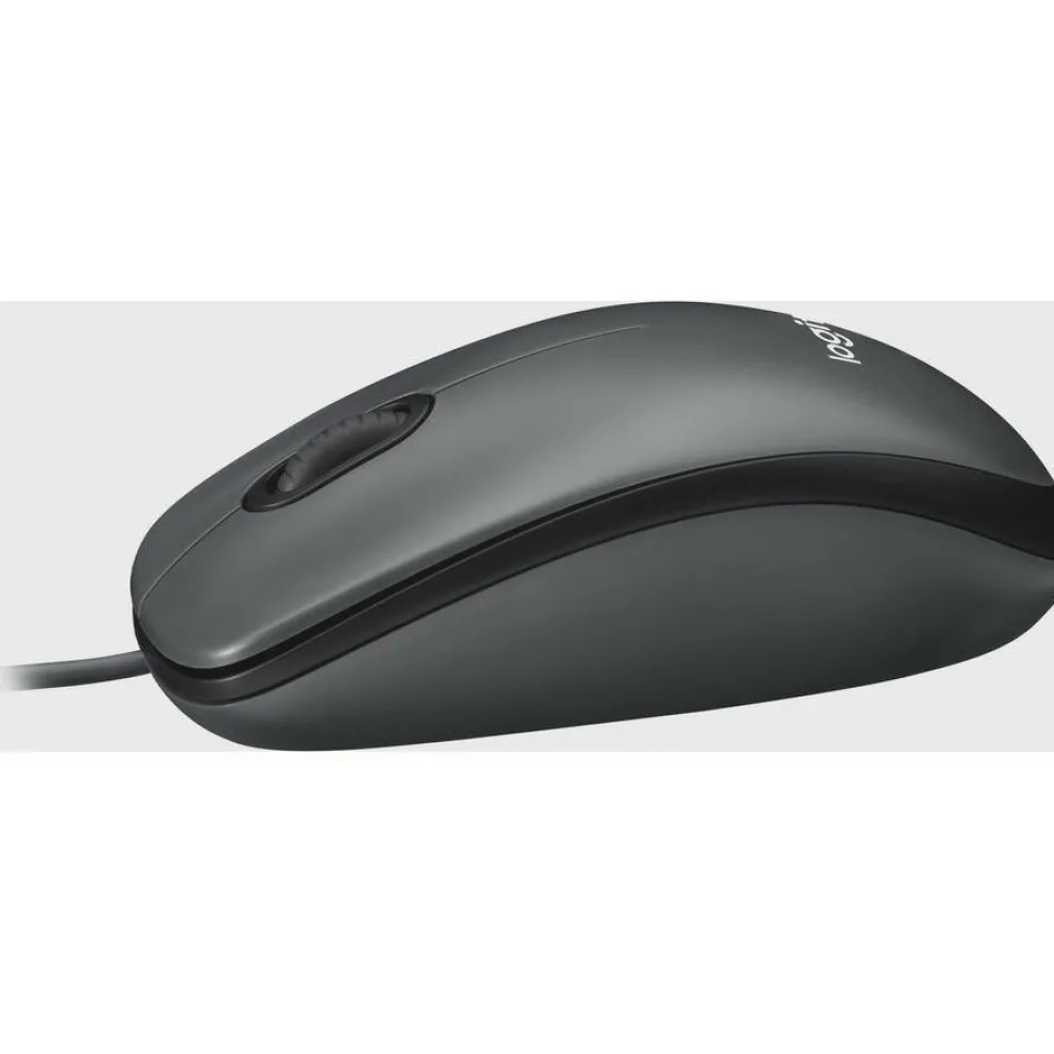 Logitech M100 Wired USB Mouse, 3-Buttons,1000 DPI Optical Tracking, Ambidextrous, Compatible with PC, Mac, Laptop (Gray)