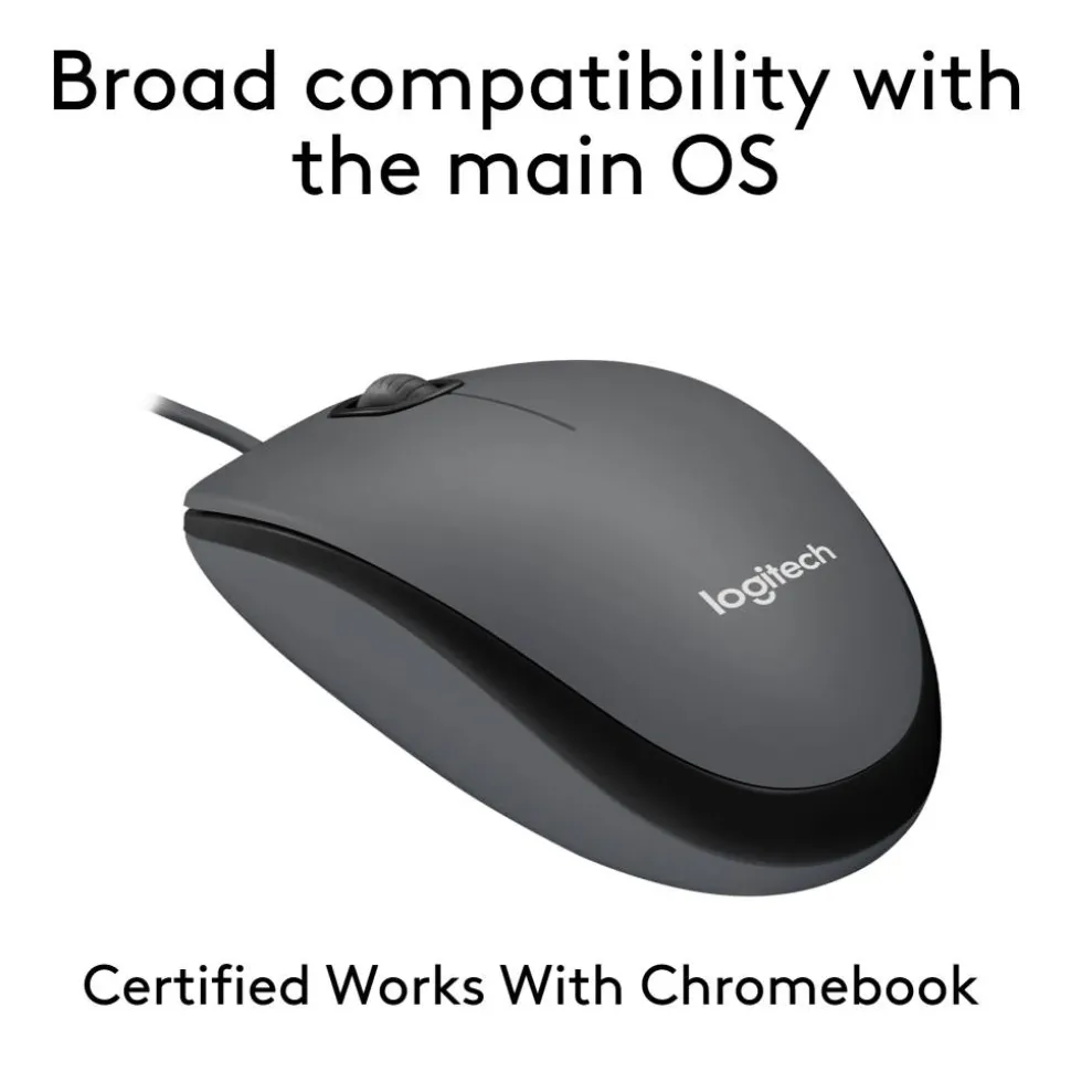 Logitech M100 Wired USB Mouse, Gray