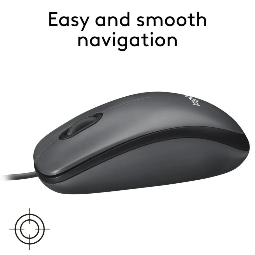 Logitech M100 Wired USB Mouse, Gray