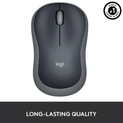 Logitech M185 Wireless Mouse, 2.4GHz with USB Mini Receiver, 1000 DPI Optical Tracking, Swift Grey