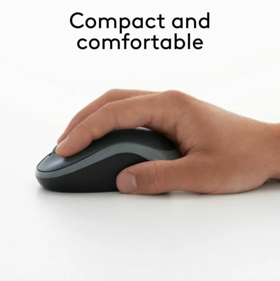 Logitech M185 Wireless Mouse, 2.4GHz with USB Mini Receiver, 1000 DPI Optical Tracking, Swift Grey