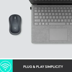 Logitech M185 Wireless Mouse, 2.4GHz with USB Mini Receiver, 1000 DPI Optical Tracking, Swift Grey