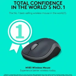 Logitech M185 Wireless Mouse, 2.4GHz with USB Mini Receiver, 1000 DPI Optical Tracking, Swift Grey