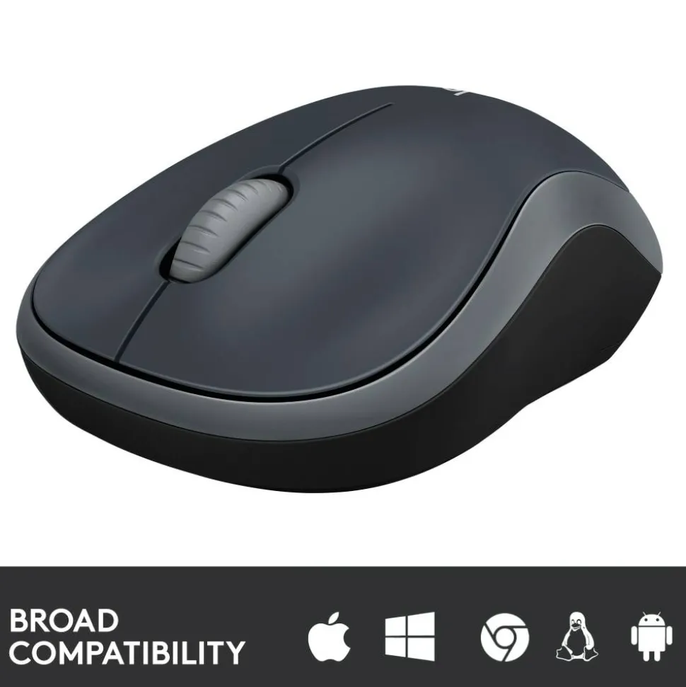 Logitech M185 Wireless Mouse, 2.4GHz with USB Mini Receiver, 1000 DPI Optical Tracking, Swift Grey