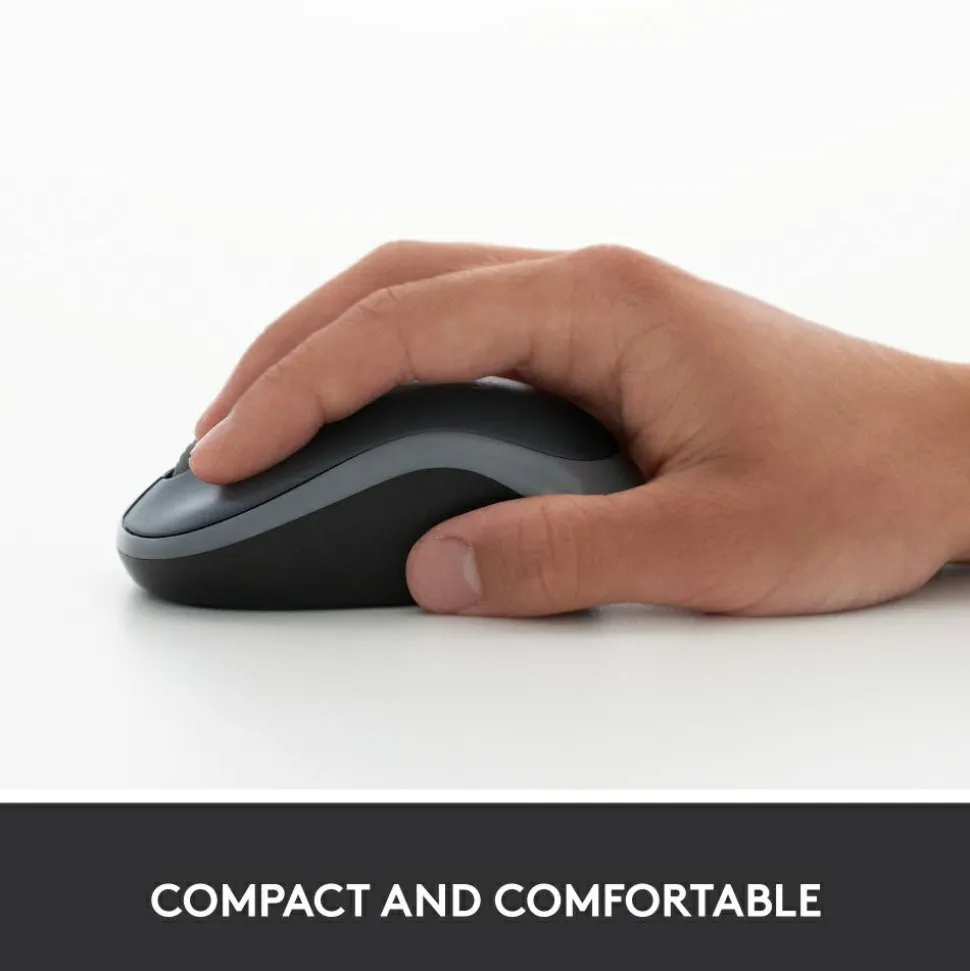 Logitech M185 Wireless Mouse, 2.4GHz with USB Mini Receiver, 1000 DPI Optical Tracking, Swift Grey