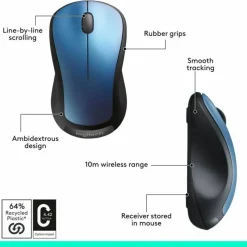 Logitech M310 Wireless Optical Mouse, Peacock Blue
