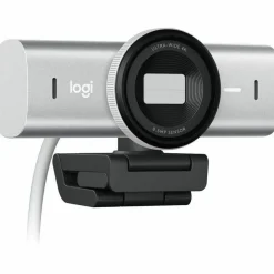 Logitech MX Brio Ultra HD 4K Collaboration and Streaming Webcam, 1080p at 60 FPS, Dual Noise Reducing Mics, Show Mode, USB-C, Webcam Cover, Works with Microsoft Teams, Zoom, Google Meet, Pale Gray