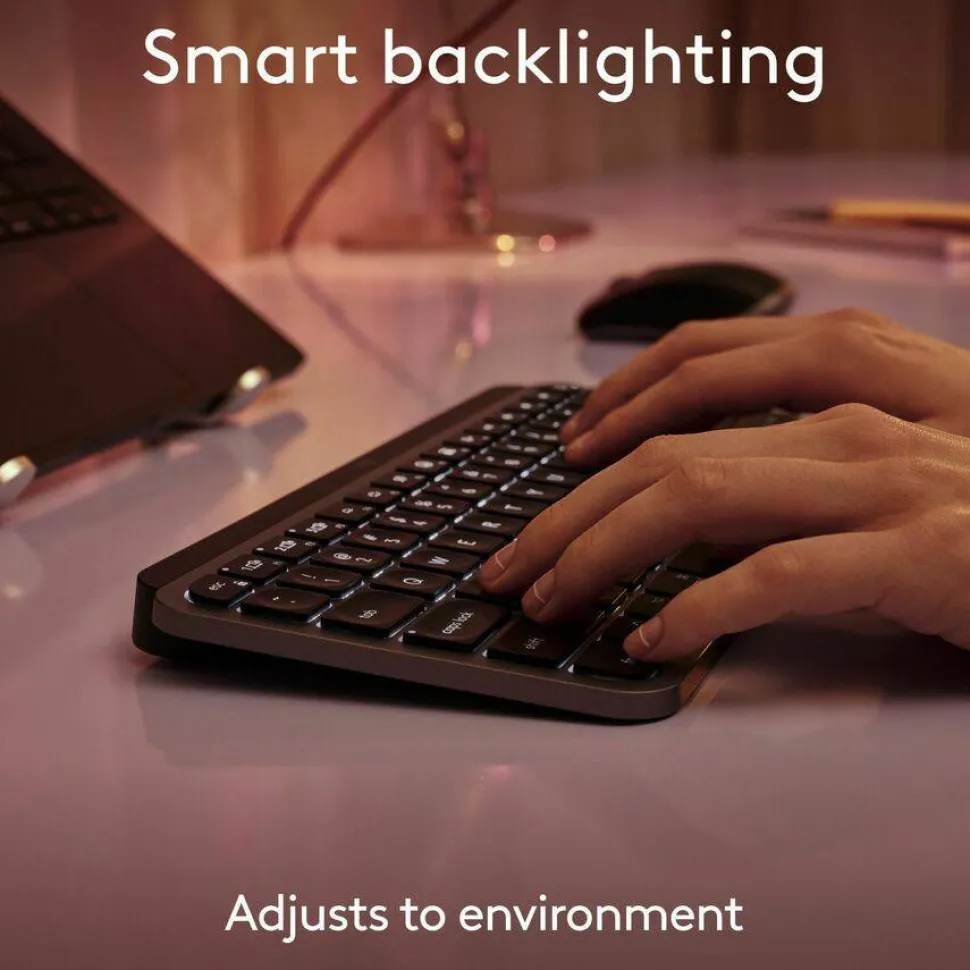 Logitech MX Keys Mini for Mac Minimalist Wireless Keyboard Compact, Bluetooth, Backlit Keys, USB-C, Fast - Space Gray