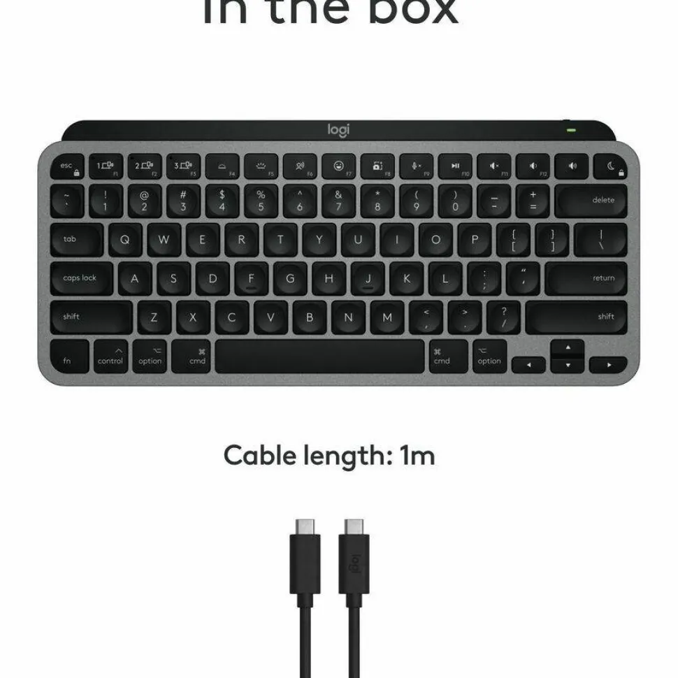 Logitech MX Keys Mini for Mac Minimalist Wireless Keyboard Compact, Bluetooth, Backlit Keys, USB-C, Fast - Space Gray