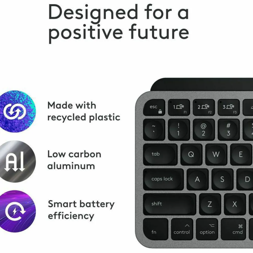 Logitech MX Keys Mini for Mac Minimalist Wireless Keyboard Compact, Bluetooth, Backlit Keys, USB-C, Fast - Space Gray
