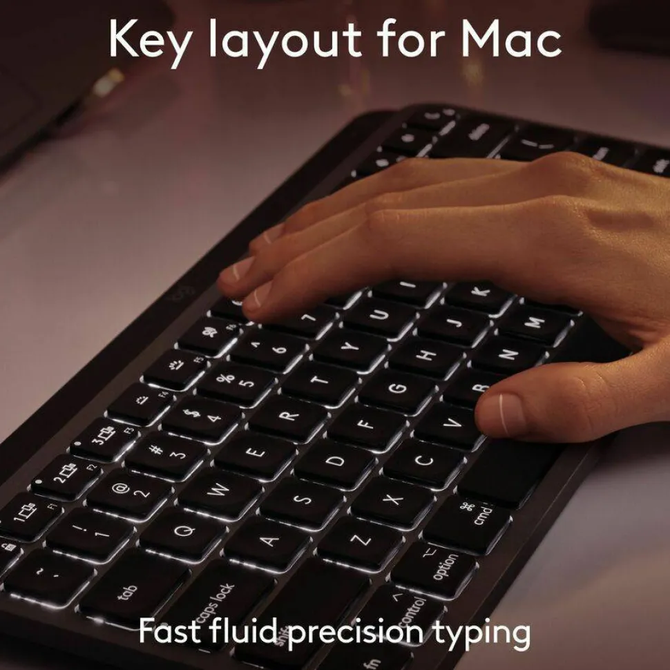 Logitech MX Keys Mini for Mac Minimalist Wireless Keyboard Compact, Bluetooth, Backlit Keys, USB-C, Fast - Space Gray