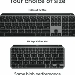 Logitech MX Keys Mini for Mac Minimalist Wireless Keyboard Compact, Bluetooth, Backlit Keys, USB-C, Fast - Space Gray