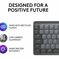 Logitech MX Mechanical Mini Minimalist Wireless Illuminated Keyboard, Linear Switches, Bluetooth, Graphite