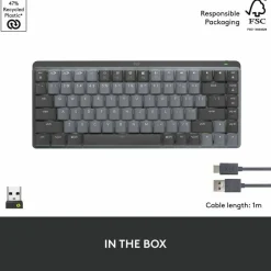 Logitech MX Mechanical Mini Minimalist Wireless Illuminated Keyboard, Linear Switches, Bluetooth, Graphite