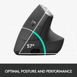 Logitech MX Vertical Advanced Ergonomic Wireless Mouse, Control and Move Content Between 3 Windows and Apple Computers, Graphite - 910-005447