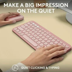 Logitech Pebble 2 Combo, Wireless Keyboard and Mouse, Quiet and Portable, Customizable, Logi Bolt, Tonal Rose
