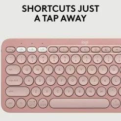 Logitech Pebble 2 Combo, Wireless Keyboard and Mouse, Quiet and Portable, Customizable, Logi Bolt, Tonal Rose