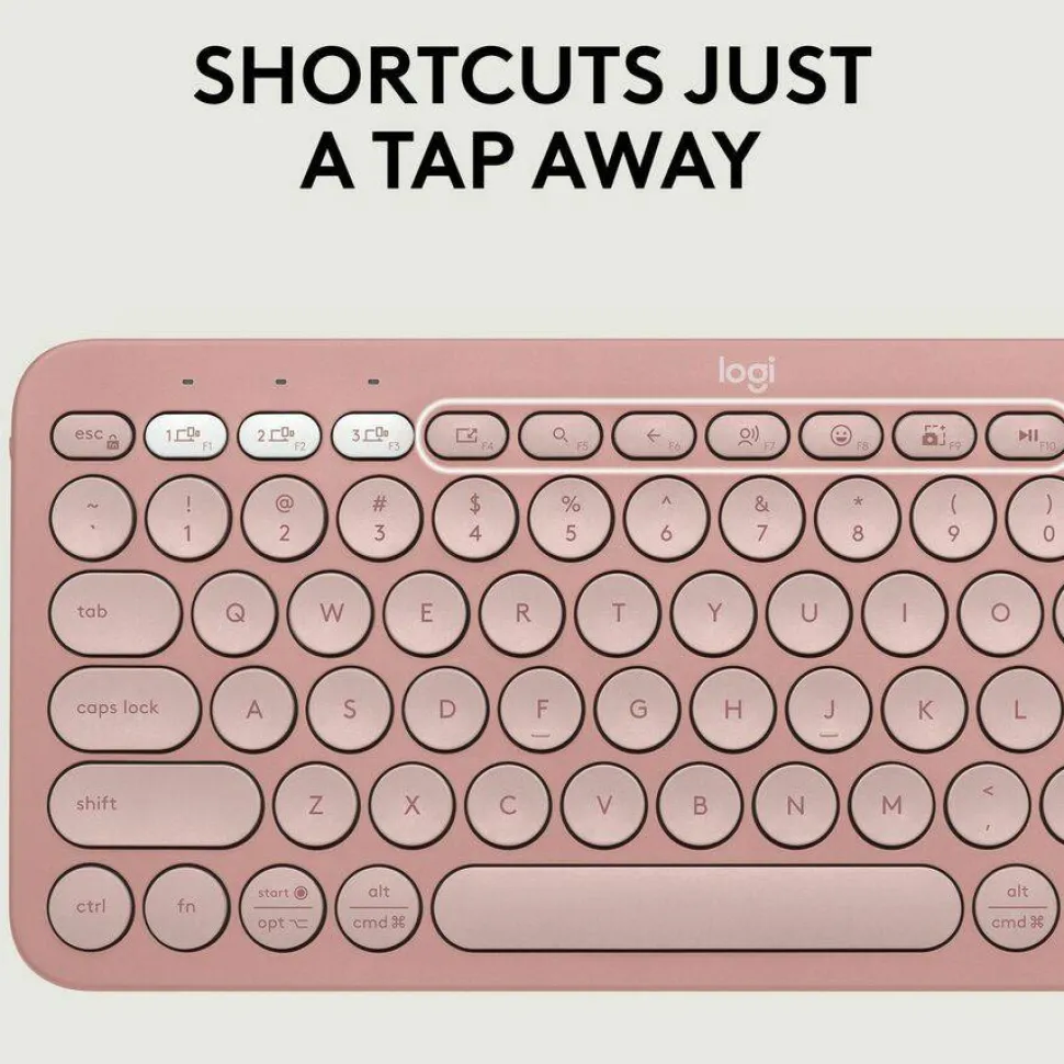 Logitech Pebble 2 Combo, Wireless Keyboard and Mouse, Quiet and Portable, Customizable, Logi Bolt, Tonal Rose