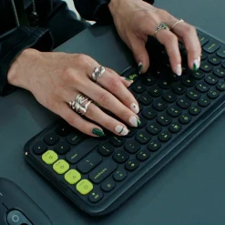 Logitech POP ICON KEYS Wireless Bluetooth Keyboard, Comfortable Typing, Programmable Keys, Easy-Switch Between up to 3 Devices (Rose & Off-white)