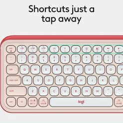 Logitech POP ICON KEYS Wireless Bluetooth Keyboard, Comfortable Typing, Programmable Keys, Easy-Switch Between up to 3 Devices (Rose & Off-white)