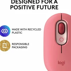 Logitech POP Mouse, Wireless Mouse with Customizable Emojis, SilentTouch Technology, Precision/Speed Scroll, Heartbreaker Rose