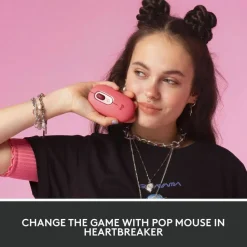 Logitech POP Mouse, Wireless Mouse with Customizable Emojis, SilentTouch Technology, Precision/Speed Scroll, Heartbreaker Rose