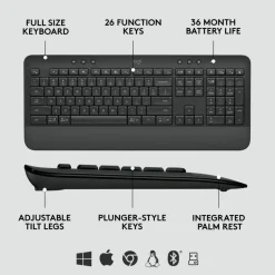 Logitech Signature MK650 Combo for Business, Wireless Mouse and Keyboard, Logi Bolt, Bluetooth, SmartWheel, Globally Certified, Graphite