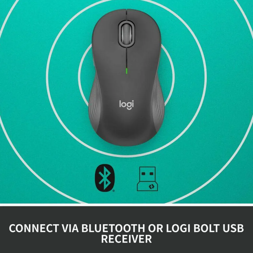 Logitech Signature M550 L Full Size Wireless Mouse - For Large Sized Hands, 2-Year Battery, Silent Clicks, Bluetooth, Graphite