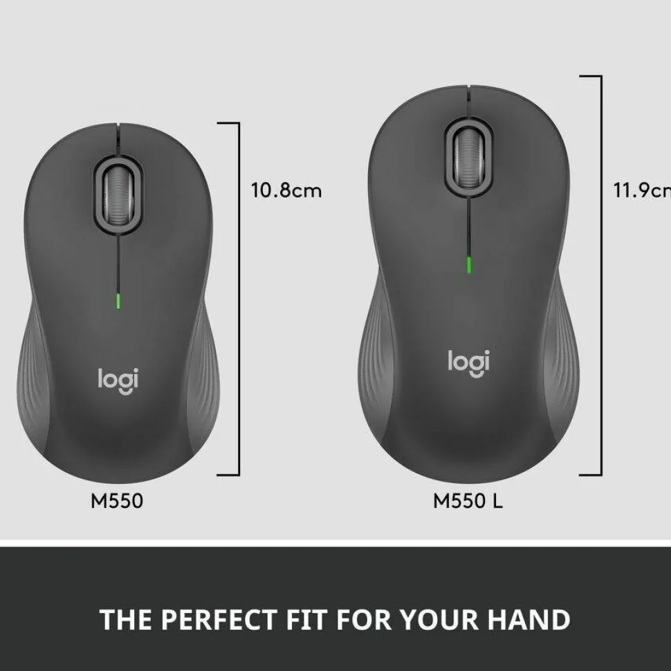 Logitech Signature M550 L Full Size Wireless Mouse - For Large Sized Hands, 2-Year Battery, Silent Clicks, Bluetooth, Graphite