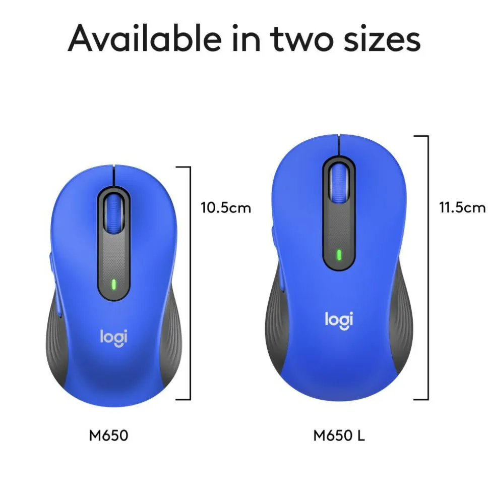 Logitech Signature M650 L Full-Size Wireless Mouse, Blue, 910-006232