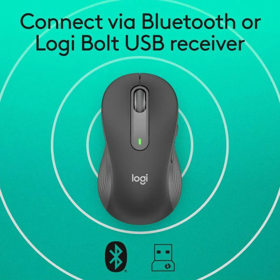 Logitech Signature M650 L Full Size Wireless Mouse (Left-Handed) - For Large Sized Hands, 2-Year Battery, Silent Clicks, Customizable Side Buttons, Bluetooth, for PC/Mac/Multi-Device/Chromebook