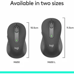 Logitech Signature M650 L Full Size Wireless Mouse (Left-Handed) - For Large Sized Hands, 2-Year Battery, Silent Clicks, Customizable Side Buttons, Bluetooth, for PC/Mac/Multi-Device/Chromebook