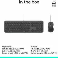 Logitech Signature Slim Wired Combo MK625 for Business, Optical Wired Mouse, Full-Size Keyboard, Plug-and-Play, Graphite