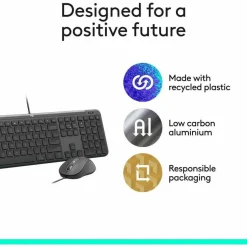 Logitech Signature Slim Wired Combo MK625 for Business, Optical Wired Mouse, Full-Size Keyboard, Plug-and-Play, Graphite