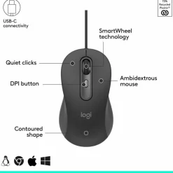 Logitech Signature Slim Wired Combo MK625 for Business, Optical Wired Mouse, Full-Size Keyboard, Plug-and-Play, Graphite