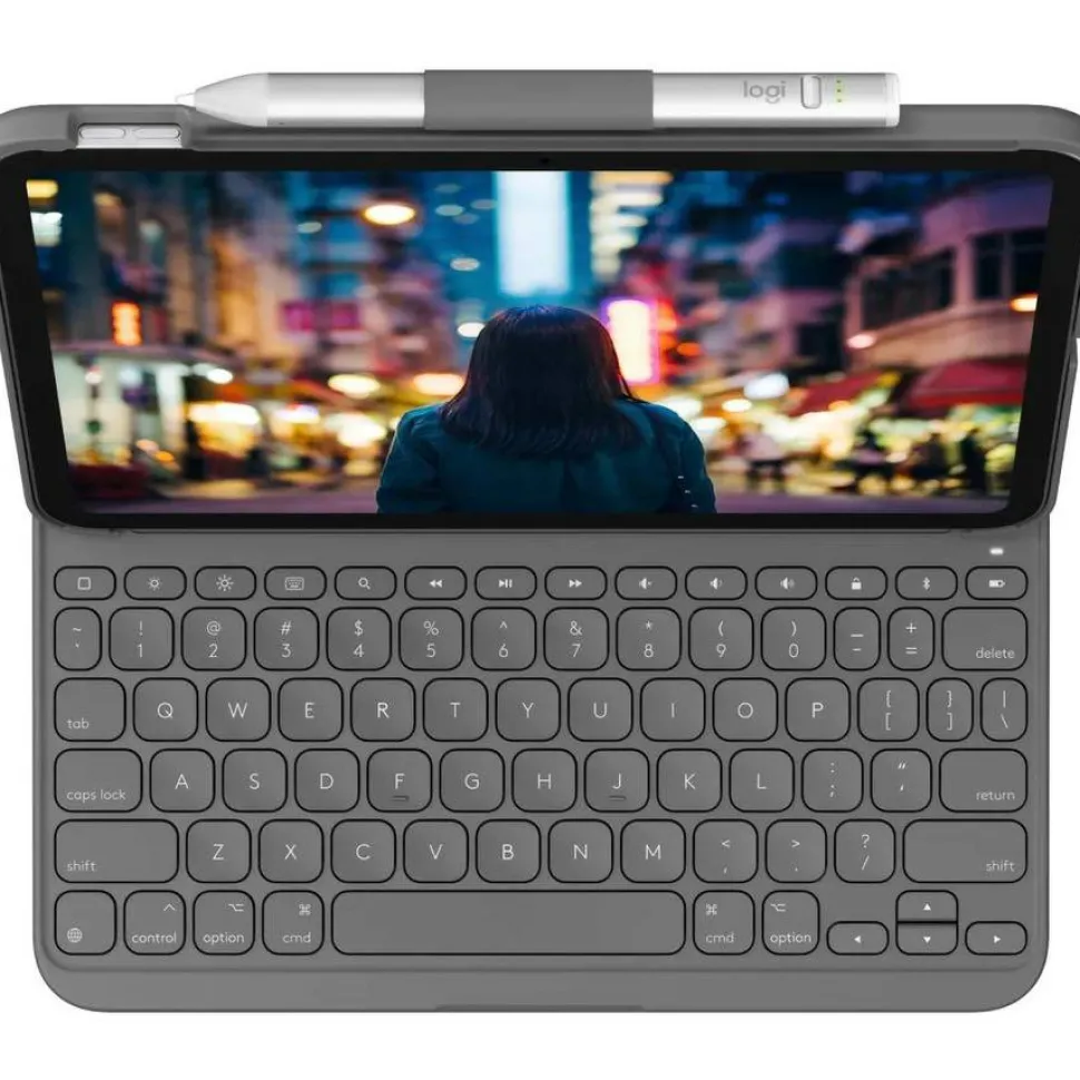 Logitech Slim Folio Keyboard Case for iPad (10th gen & A16) with Integrated Bluetooth Wireless Keyboard, Oxford Gray