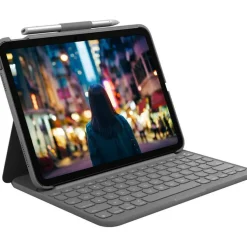 Logitech Slim Folio Keyboard Case for iPad (10th gen & A16) with Integrated Bluetooth Wireless Keyboard, Oxford Gray