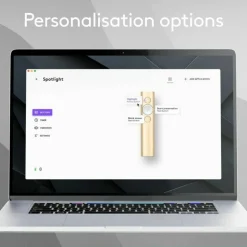 Logitech Spotlight Presentation Remote - Universal Wireless Presentation Clicker with Laser Pointer, Advanced Digital Highlighting, Bluetooth, 30 m Range and Quick Charging, Gold