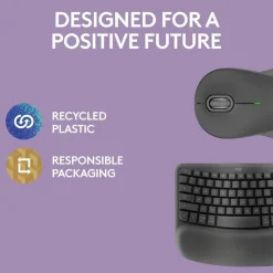 Logitech Wave Keys MK670 Wireless Ergonomic Keyboard And Signature M550 L Wireless Mouse Combo, Graphite, 920-012059