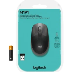 Logitech Wireless Mouse M190 - Full Size Ambidextrous Curve Design, 18-Month Battery with Power Saving Mode, Precise Cursor Control & Scrolling, Wide Scroll Wheel, Thumb Grips (Charcoal)