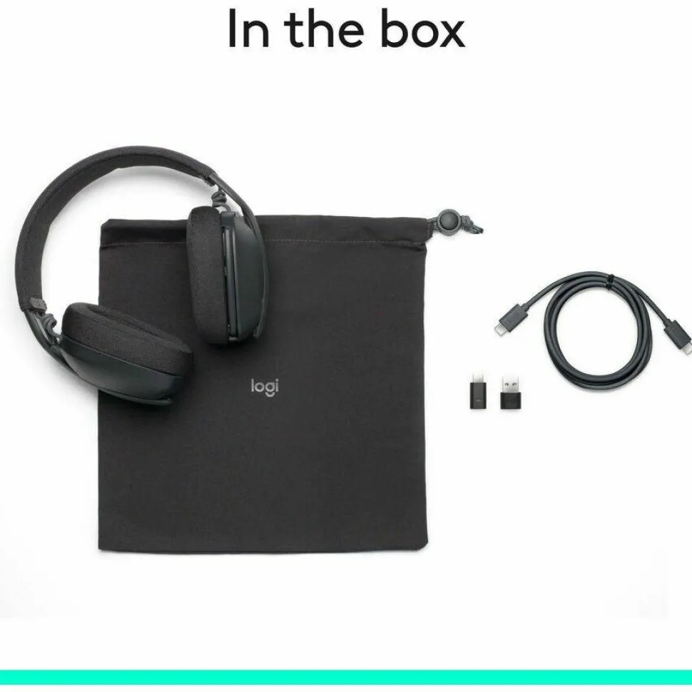 Logitech Zone Vibe Wireless Bluetooth headphones with USB receiver and noise-canceling mic