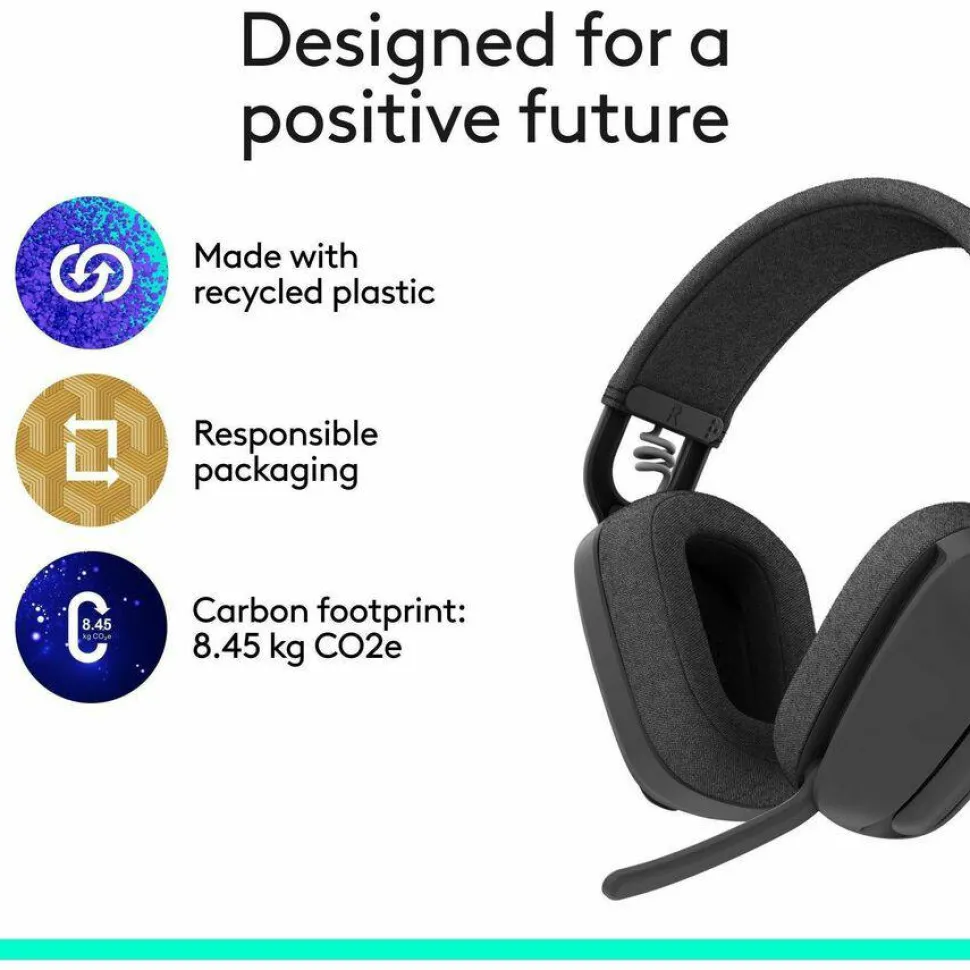Logitech Zone Vibe Wireless Bluetooth headphones with USB receiver and noise-canceling mic